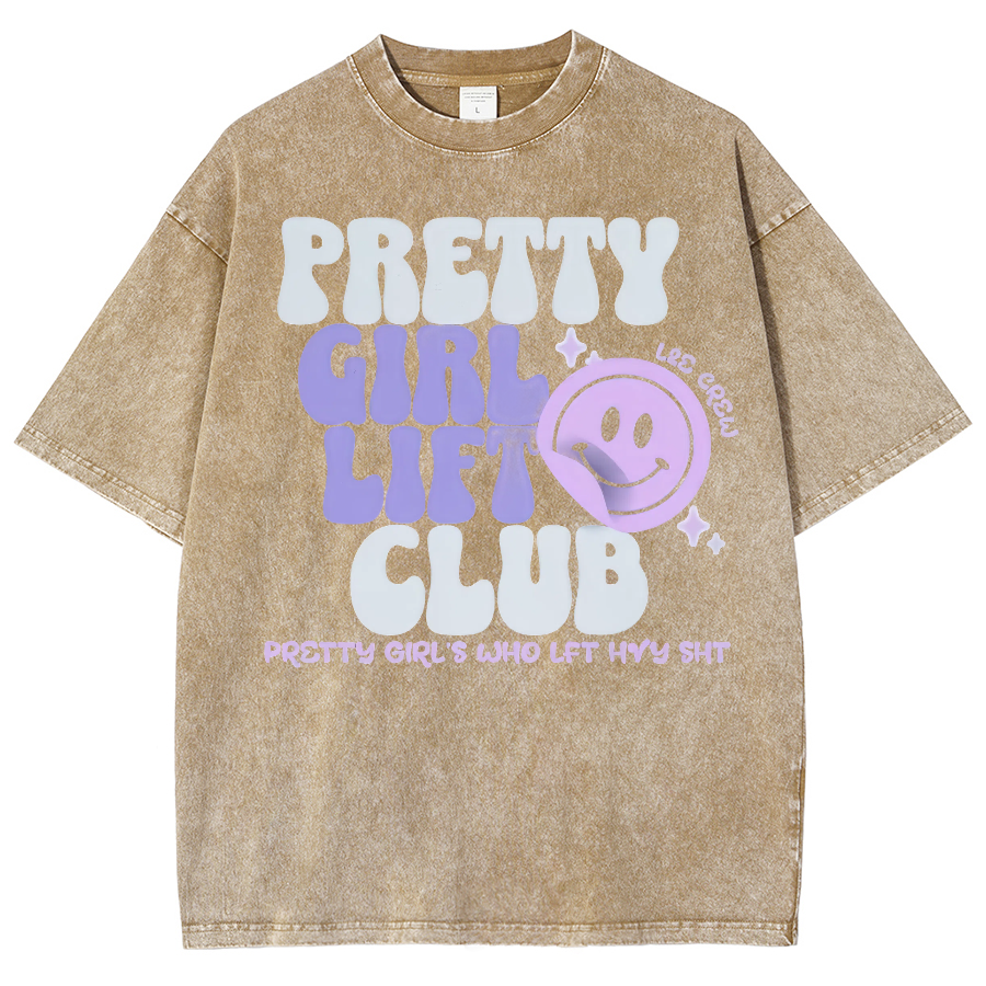 Pretty Girl Lift Club Unisex Fit Washed Oversized T-Shirt-moweekender