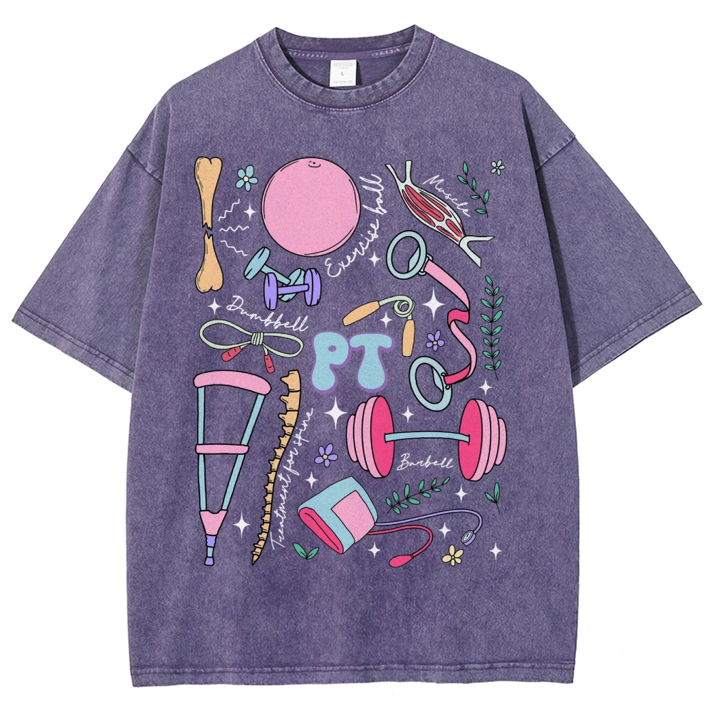 Physical Therapy Unisex Fit Washed T-Shirt-moweekender