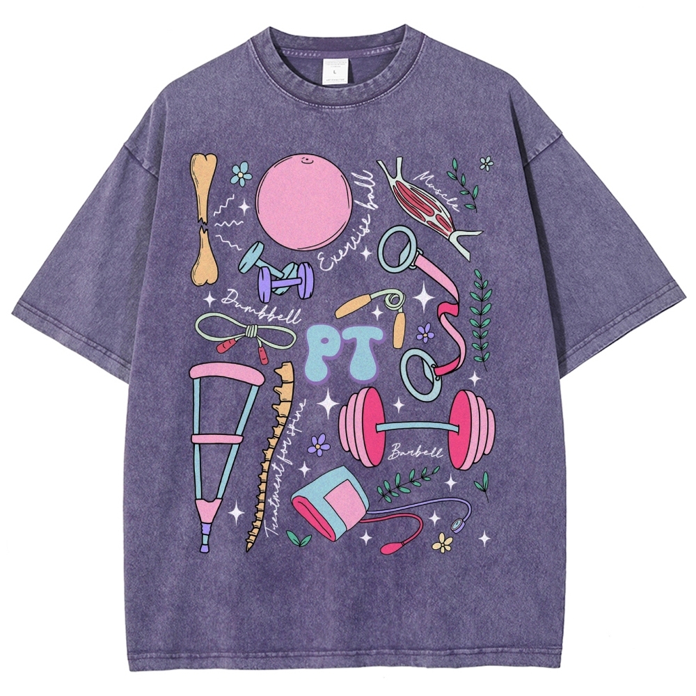 Physical Therapy Unisex Fit Washed T-Shirt-moweekender