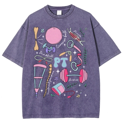 Physical Therapy Unisex Fit Washed T-Shirt-moweekender