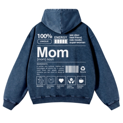 Mom Printed Vintage Washed Hoodie-moweekender