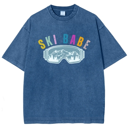 Ski Unisex Fit Washed T-Shirt-moweekender