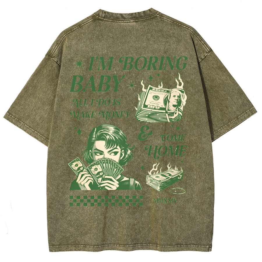 I'm Boring Baby Unisex Fit Washed Oversized T-Shirt-moweekender