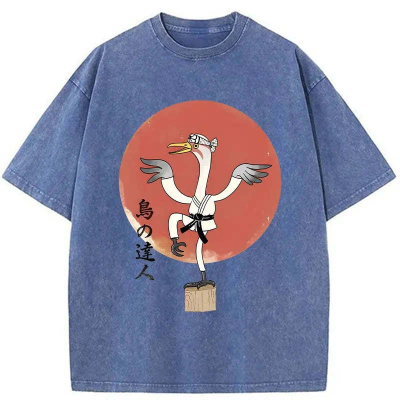 Karate Crane Japan Washed T-Shirt-moweekender