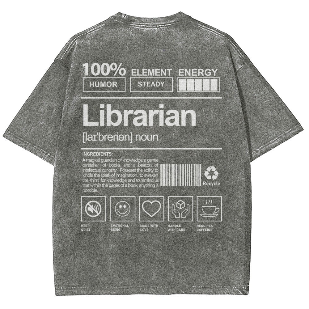 Librarian Unisex Fit Washed T-Shirt-moweekender