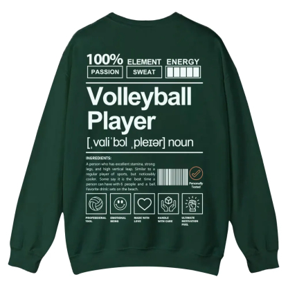 Volleyball Player Printed Crew Neck Sweatshirt-moweekender