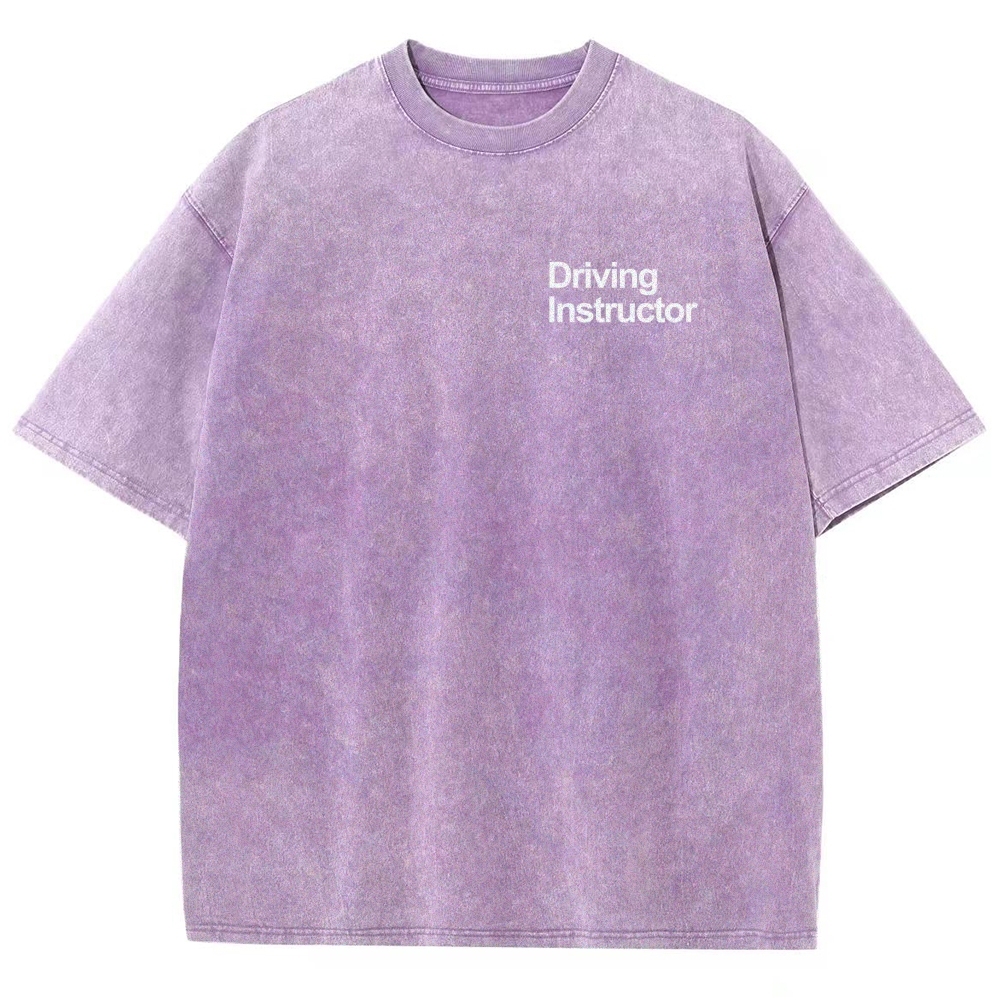 Driving Instructor Pattern Washed Vintage Short Sleeves T-Shirt-moweekender