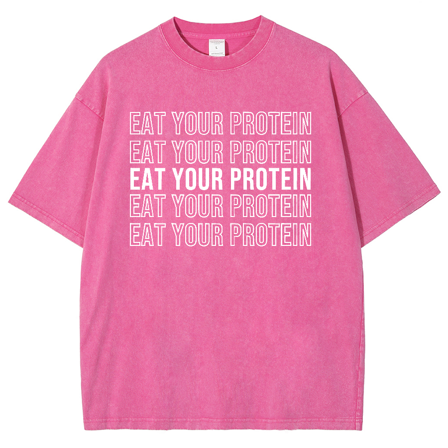 Eat Your Protein Unisex Fit Washed Oversized T-Shirt-moweekender