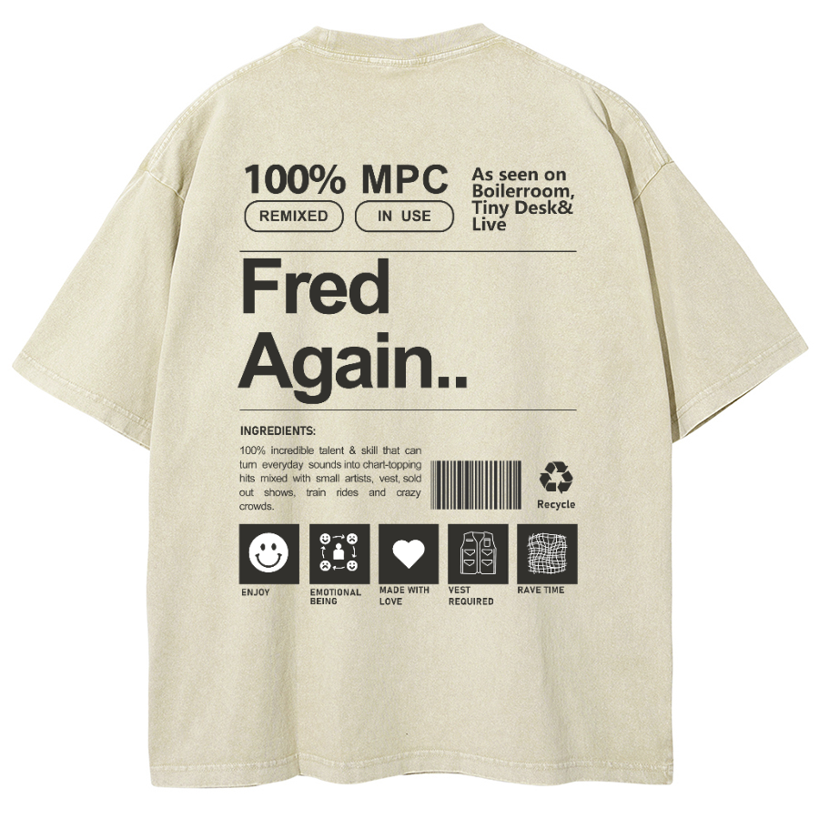 Fred Again Unisex Fit Washed Oversized T-Shirt-moweekender