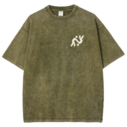 Judo Pattern Washed Vintage Short Sleeves T-Shirt-moweekender