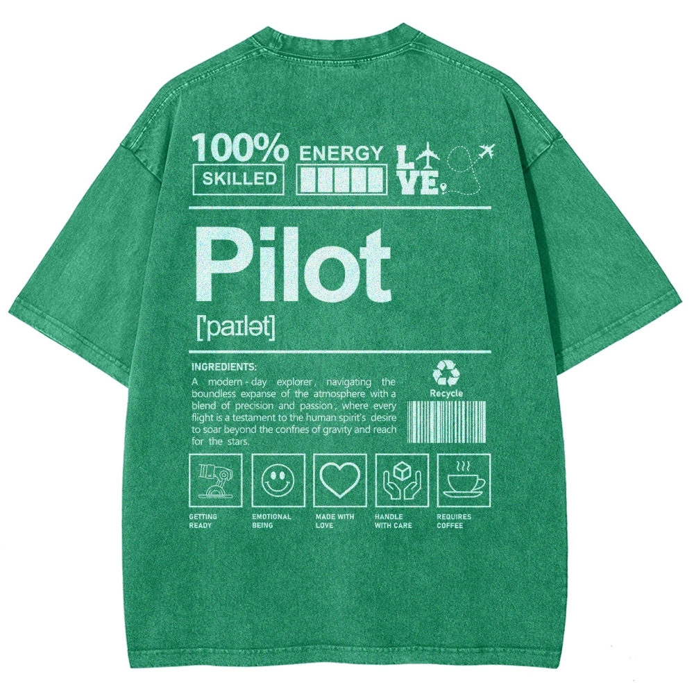 Pilot Unisex Fit Washed T-Shirt-moweekender