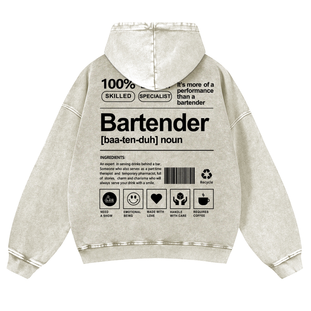 Bartender Printed Vintage Washed Hoodie-moweekender
