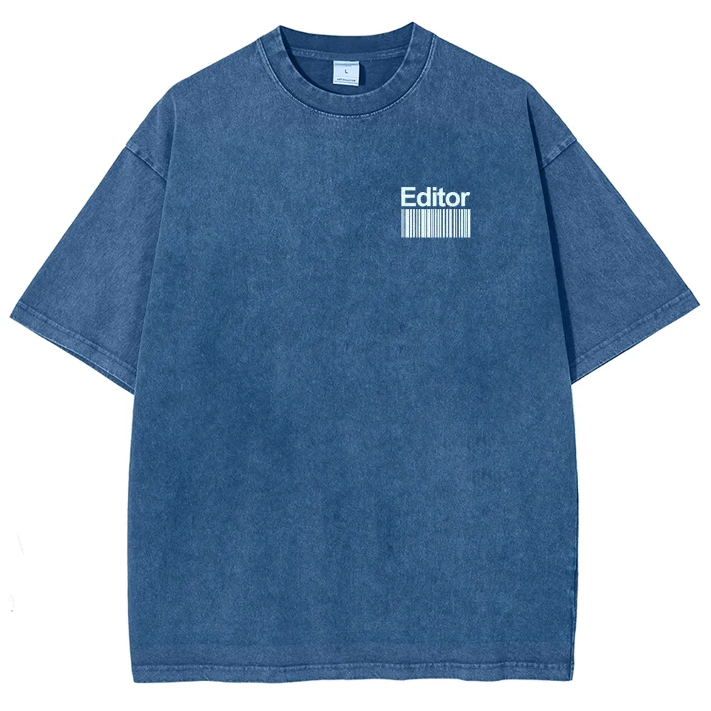 Editor Pattern Washed Vintage Short Sleeves T-Shirt-moweekender