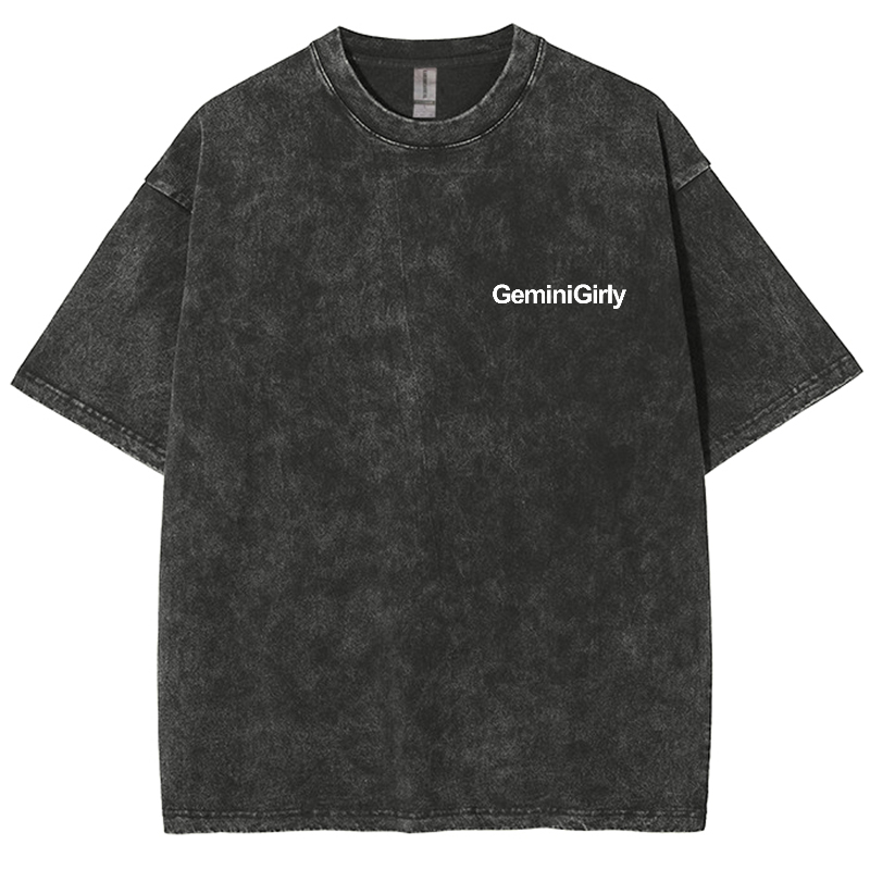 Gemini Girly Unisex Fit Washed Oversized T-Shirt-moweekender