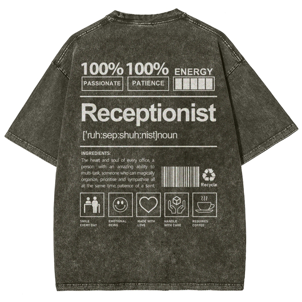 Receptionist Unisex Fit Washed T-Shirt-moweekender