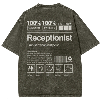 Receptionist Unisex Fit Washed T-Shirt-moweekender