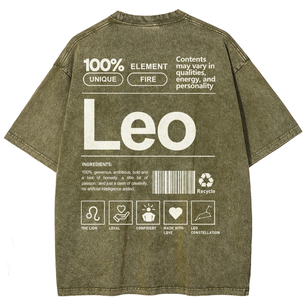 Leo Unisex Fit Washed T-Shirt