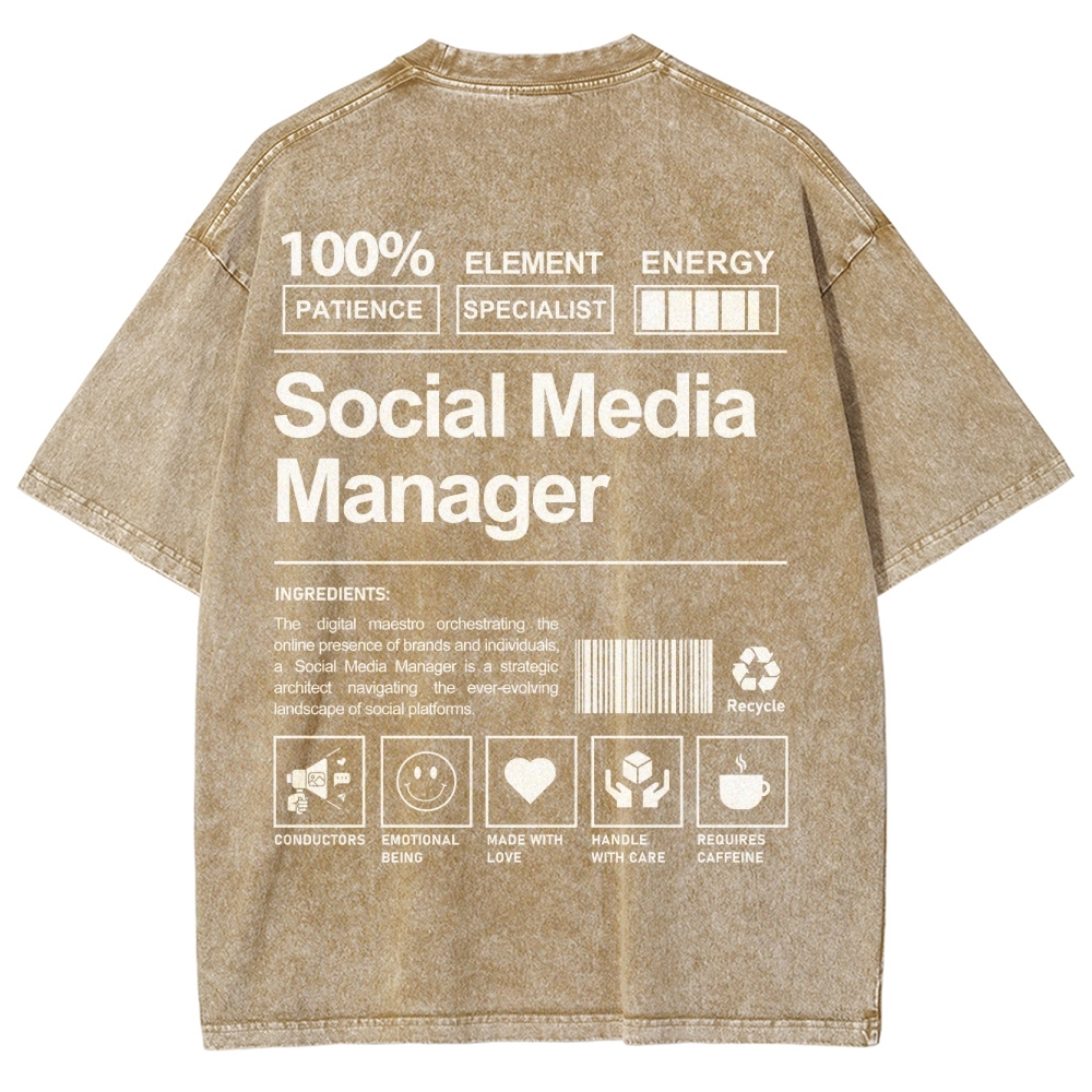 Social Media Manager Unisex Fit Washed T-Shirt-moweekender