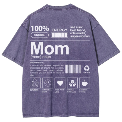 Mom Pattern Washed Vintage Short Sleeves T-Shirt-moweekender