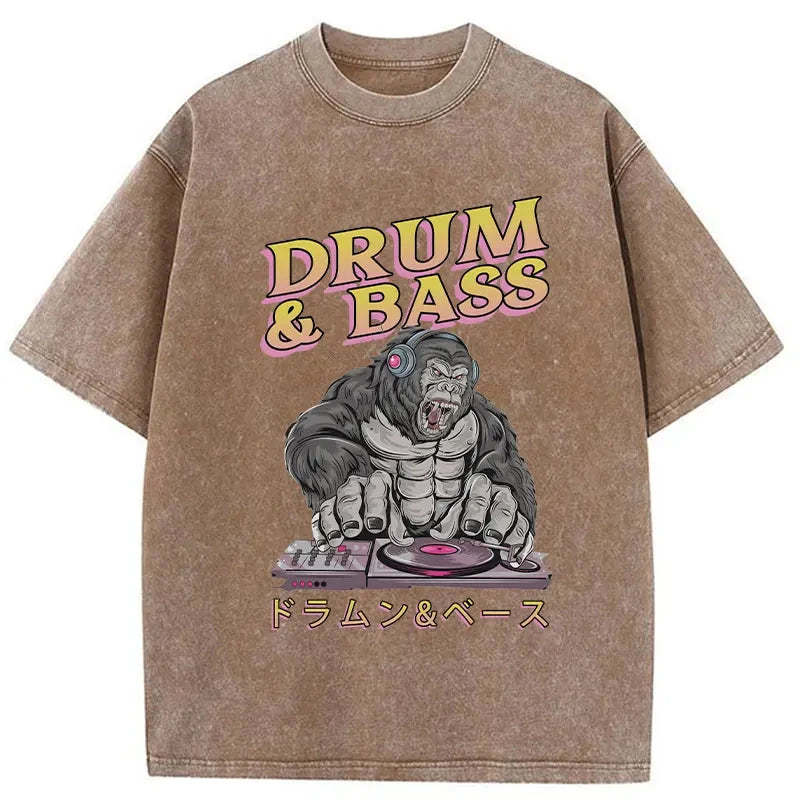 Drum&Bass DJ Gorilla Washed Vintage T-Shirt-moweekender