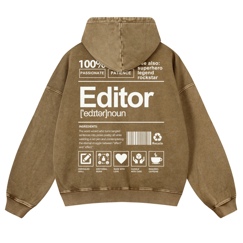 Editor Printed Vintage Washed Hoodie-moweekender