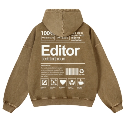 Editor Printed Vintage Washed Hoodie-moweekender