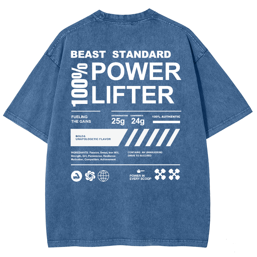 Beast Standard Power Lifter Unisex Fit Washed Oversized T-Shirt-moweekender