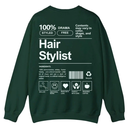 Hair Stylist Pattern Crew Neck Sweatshirt-moweekender