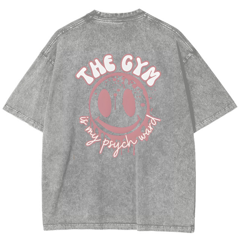 The Gym Is My Phych World Vintage Snowflake Washed T-Shirt-moweekender