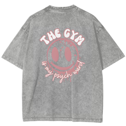 The Gym Is My Phych World Vintage Snowflake Washed T-Shirt-moweekender