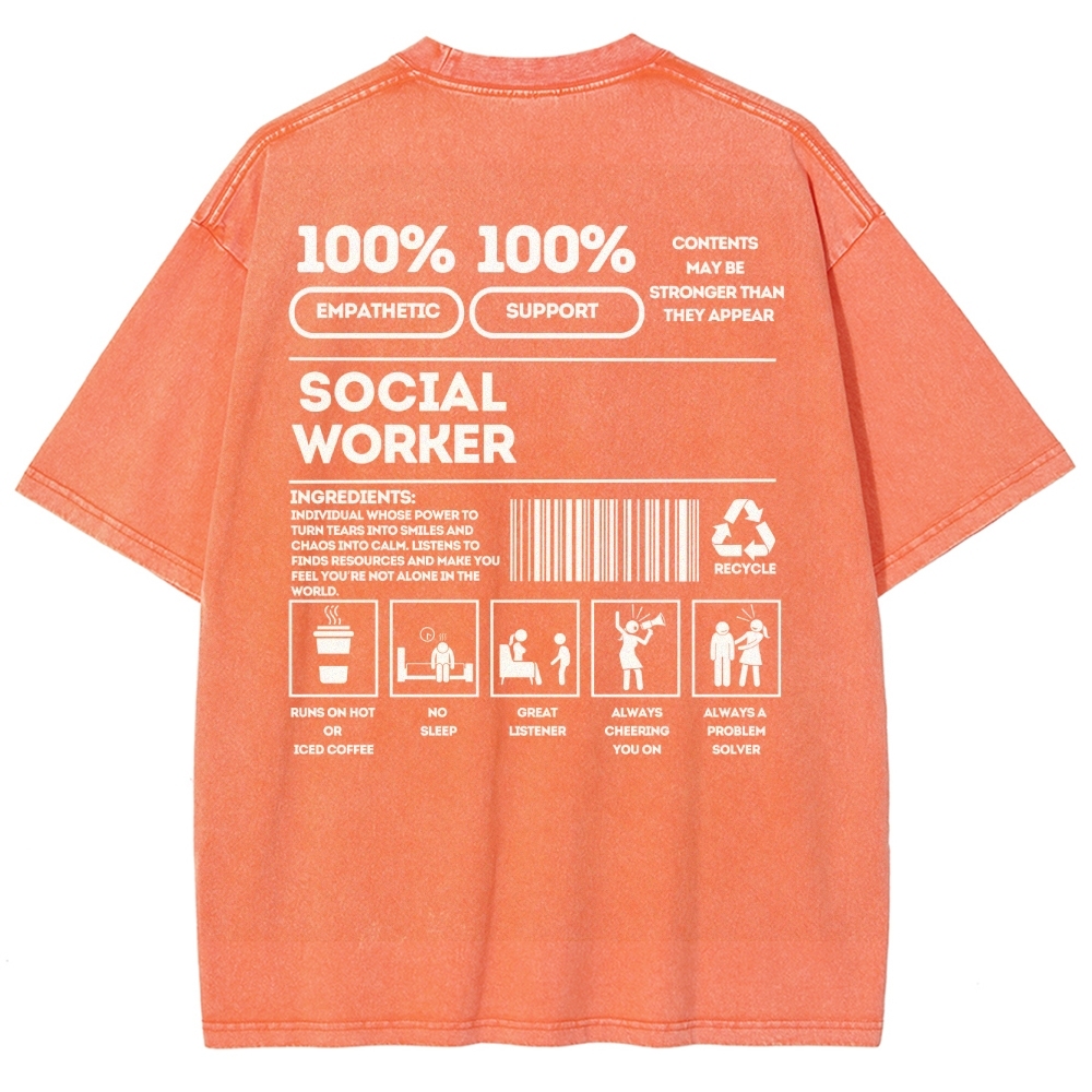 Social Worker Addcustom Unisex Fit Washed T-Shirt