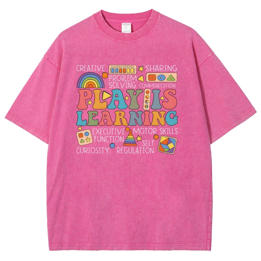 Play Is Learning Unisex Fit Washed T-Shirt-moweekender
