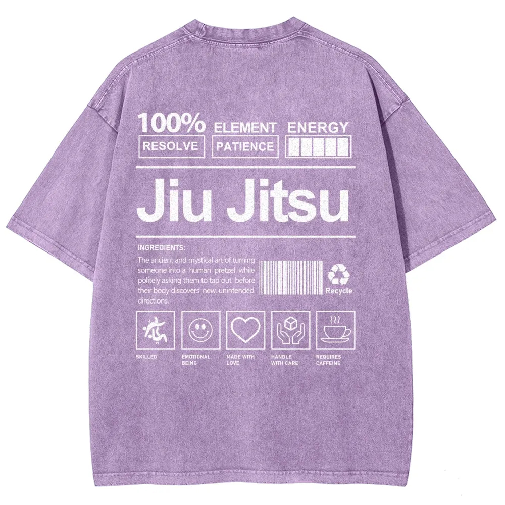 Jiu Jitsu Pattern Washed Vintage Short Sleeves T-Shirt-moweekender