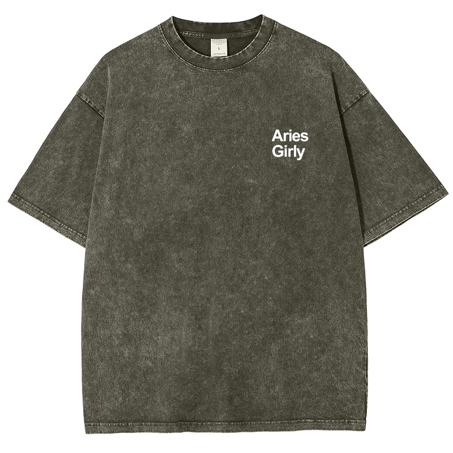 Aries Girly Unisex Fit Washed Oversized T-Shirt-moweekender