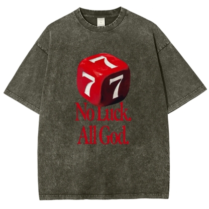 Not Luck All God Vintage Snowflake Washed T-Shirt-moweekender
