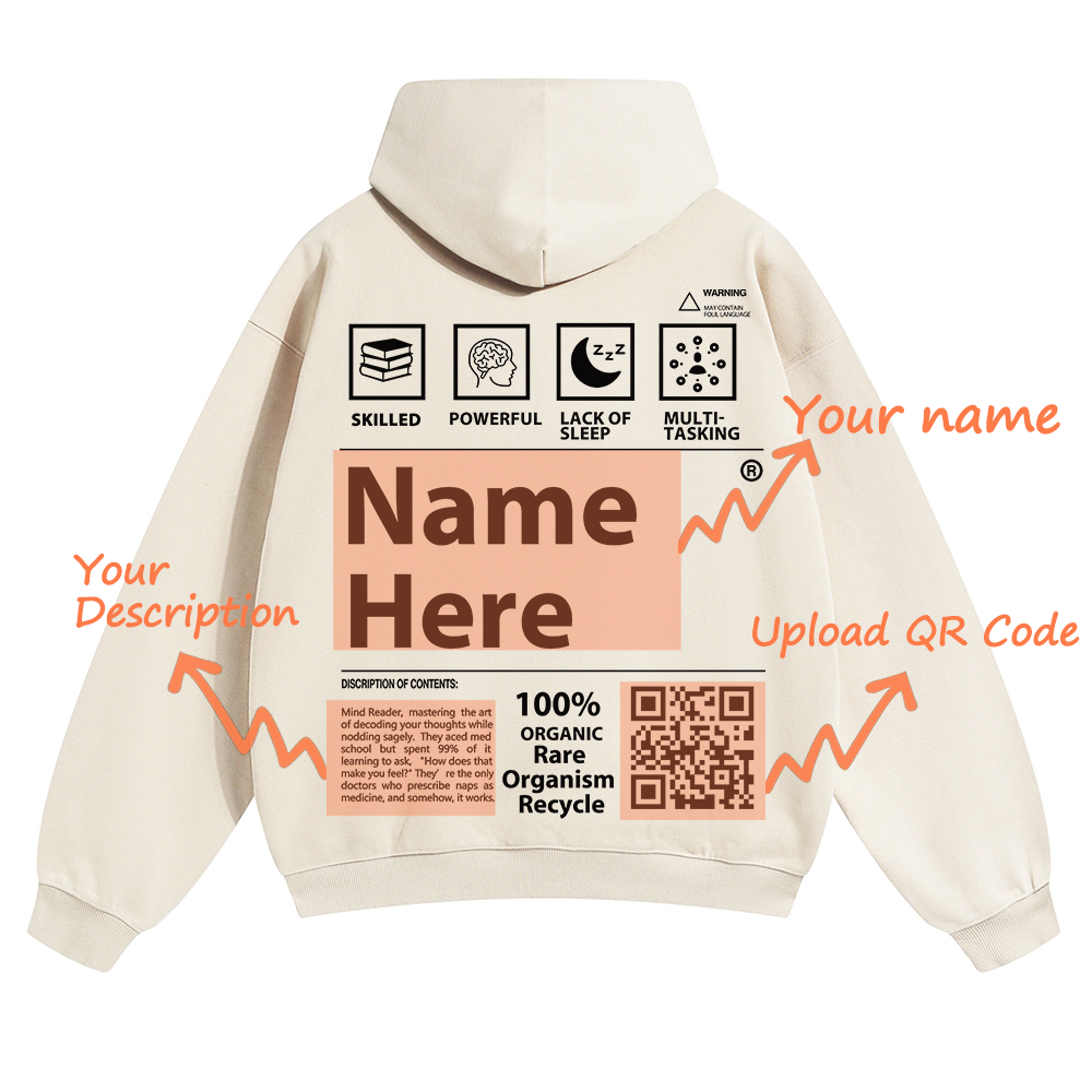 QR Code Customized Unisex Solid Hoodie