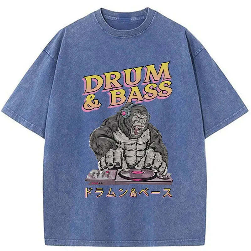 Drum&Bass DJ Gorilla Washed Vintage T-Shirt-moweekender