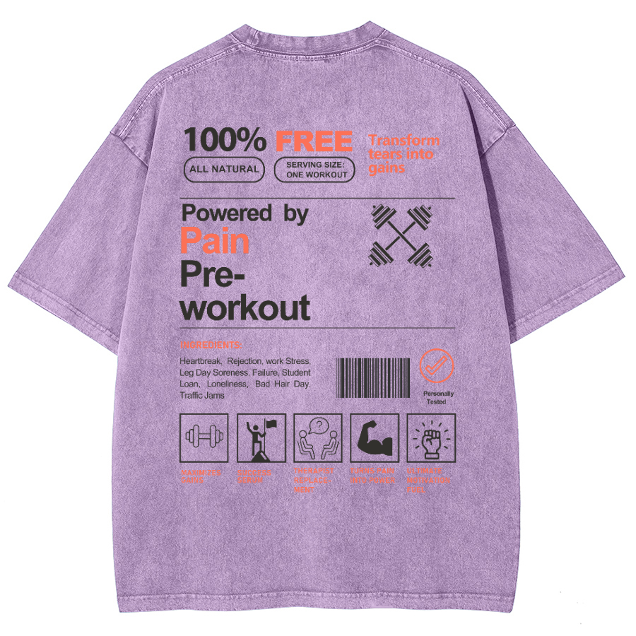 Powered By Painpre-Workout Unisex Fit Washed Oversized T-Shirt-moweekender