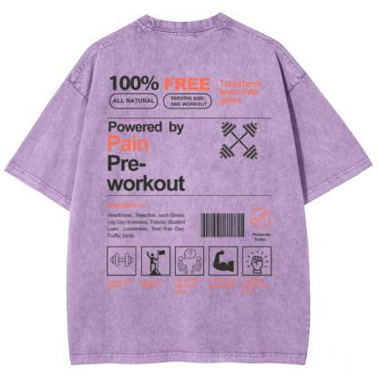 Powered By Painpre-Workout Unisex Fit Washed Oversized T-Shirt-moweekender