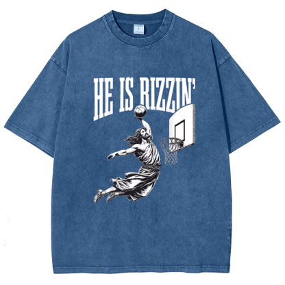 He Is Rizzin' Risen Vintage Snowflake Washed T-Shirt-moweekender