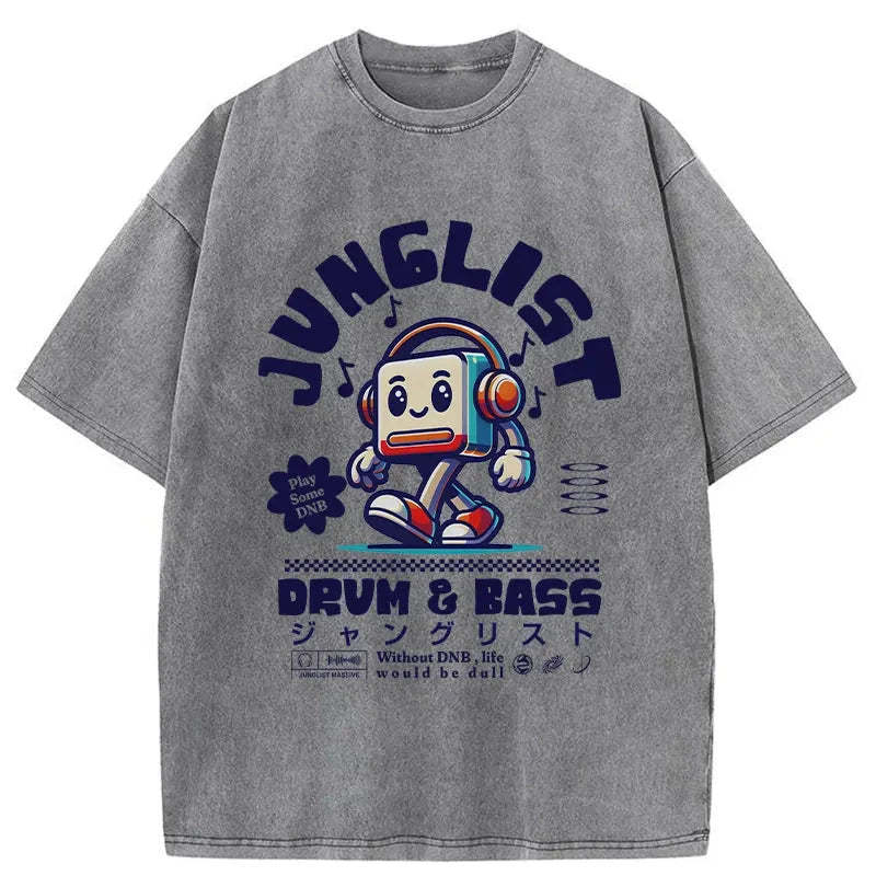 Junglist DNB Washed T-Shirt-moweekender
