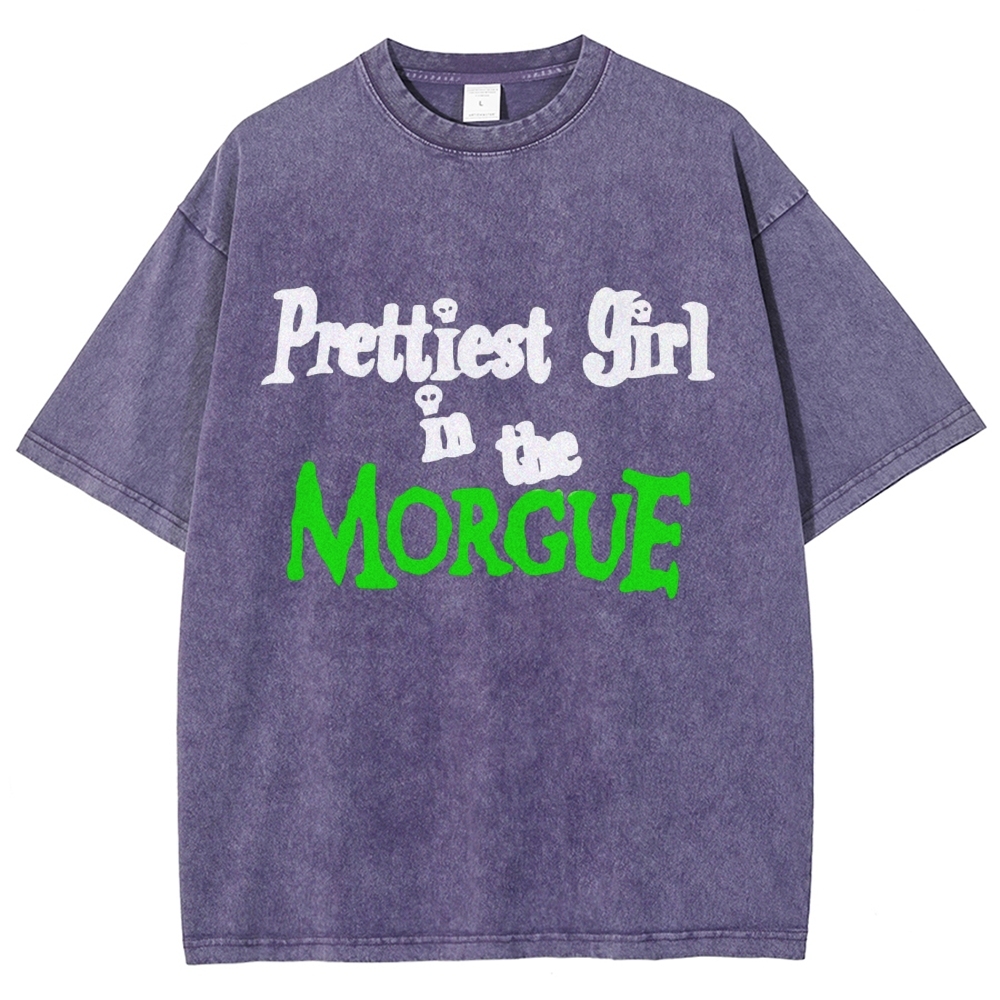 Prettiest Girl in The Morgue Vintage Snowflake Washed T-Shirt-moweekender