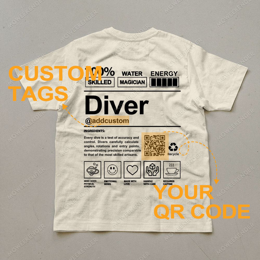 Diver QR Code Custom Unisex Cotton T-Shirt