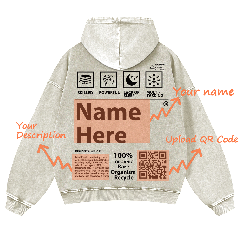 QR Code Customized Unisex Fit Washed Hoodie