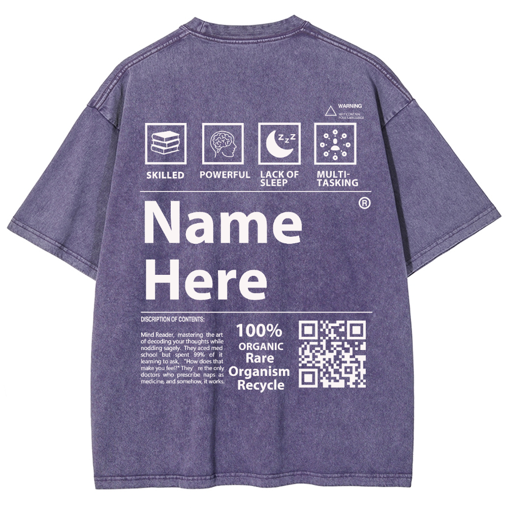 QR Code Customized Unisex Fit Washed T-Shirt