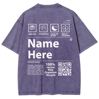 QR Code Customized Unisex Fit Washed T-Shirt