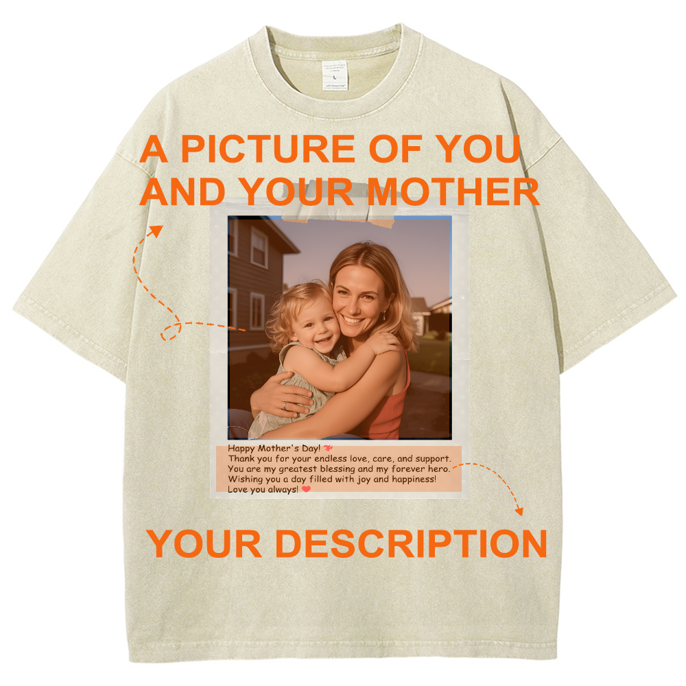 Photo Custom Mother's Day Gift Unisex Fit Washed T-Shirt