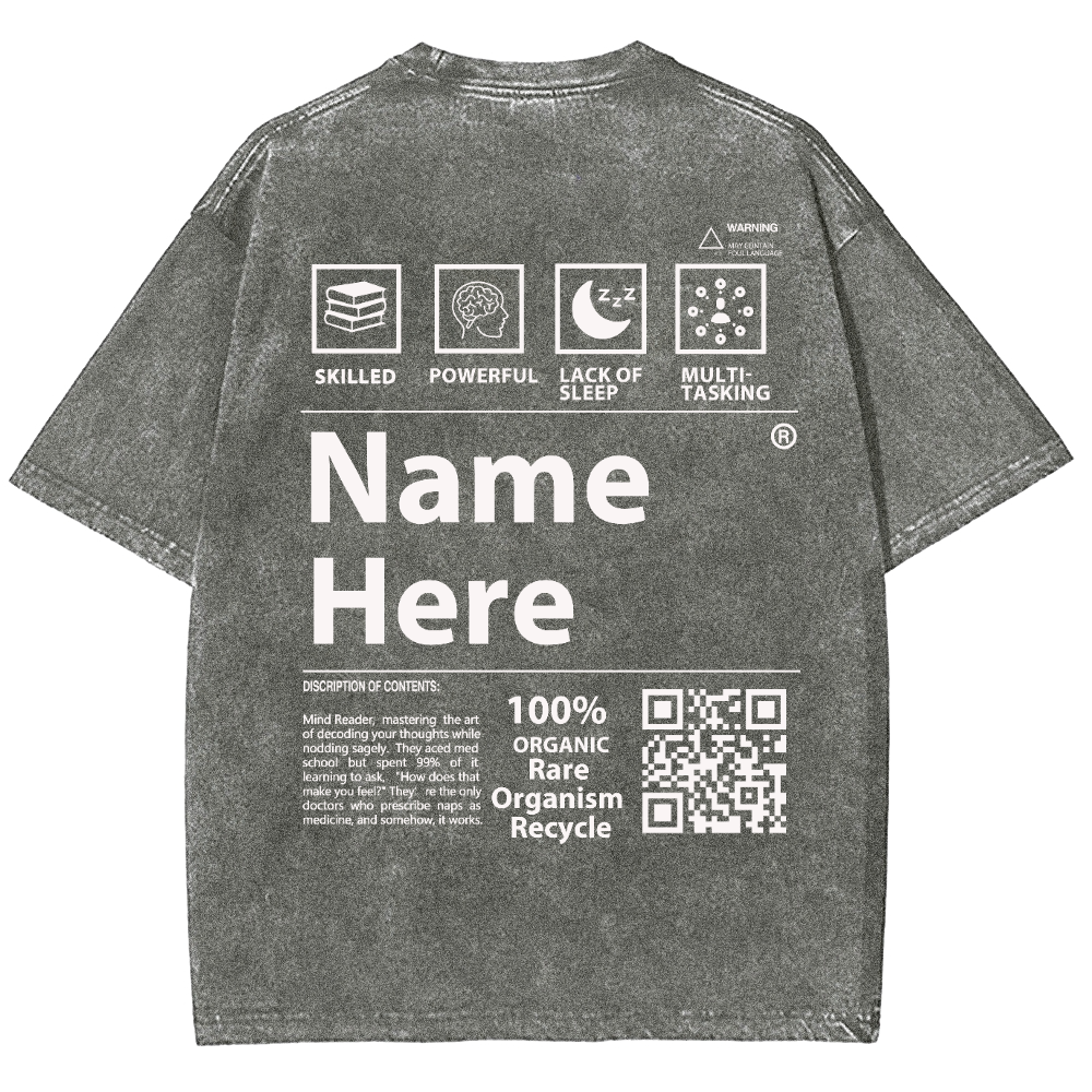 QR Code Customized Unisex Fit Washed T-Shirt
