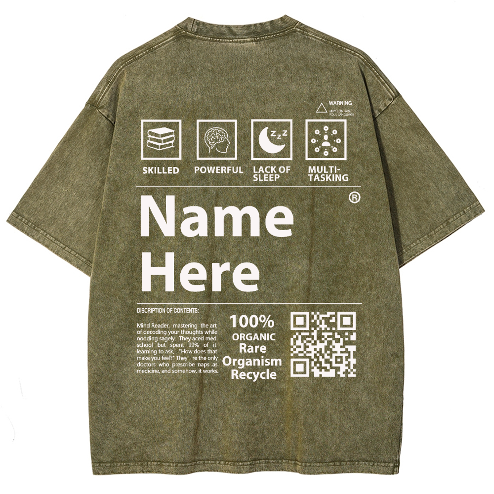 QR Code Customized Unisex Fit Washed T-Shirt