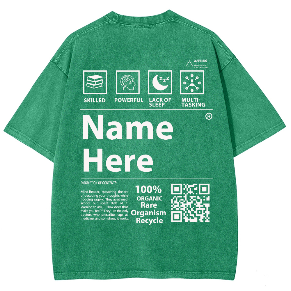 QR Code Customized Unisex Fit Washed T-Shirt